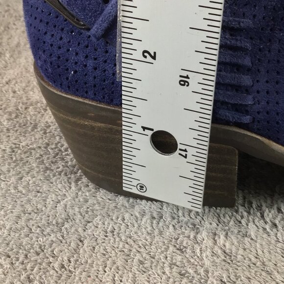 Vince Camuto Blue Suede Faux Buckle Zip Ankle Boots Booties Sz 5.5M - Picture 7 of 11